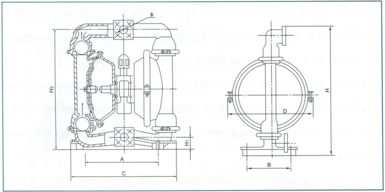 QBY工程塑料氣動隔膜泵安裝尺寸圖